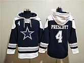Dallas Cowboys #4 Dak Prescott Navy Blue Ageless Must Have Lace Up Pullover Hoodie,baseball caps,new era cap wholesale,wholesale hats